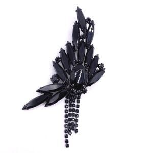 VNTG Art Deco Black Rhinestones Brooch